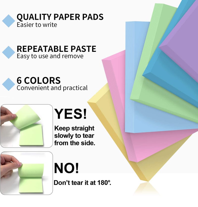 MyLifeUNIT Sticky Notes 3x3, Bulk Pack 54 Note Pads 5400 Sheets for Daily Reminder, Self-Stick Notes with 6 Assorted Colors - Image 3